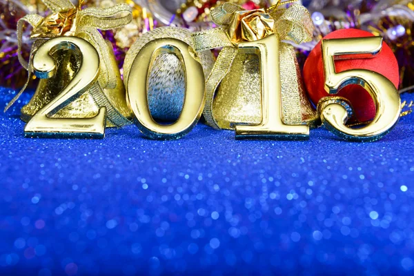 Fairytale New year composition with gold numbers 2015 year — Stock Photo, Image