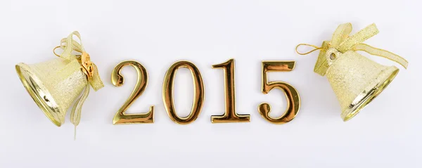 Chiffres d'or de la nouvelle année 2015 sur un fond blanc — Photo