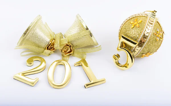 新 2015 年在白色背景上的金数字 — 图库照片