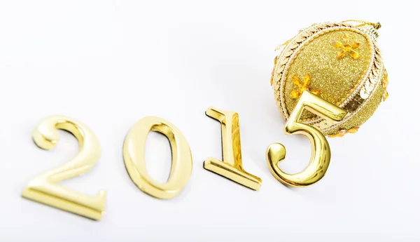 Goldzahlen des neuen Jahres 2015 auf weißem Hintergrund — Stockfoto