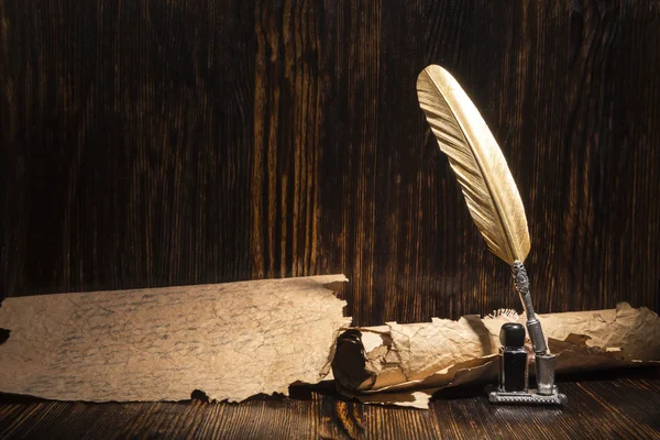 Ročník zlaté pero a starých rukopisů — Stock fotografie