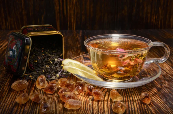 Tea composition on a wooden background — Stock Photo, Image