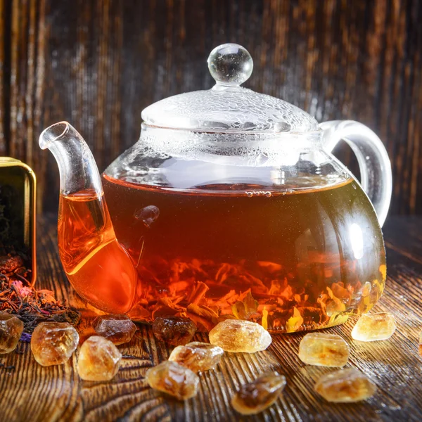 Tea composition on a wooden background — Stock Photo, Image