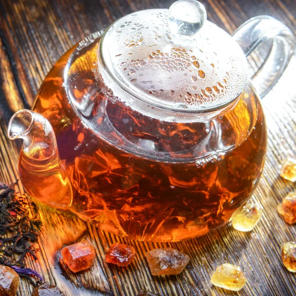 Tea composition on a wooden background — Stock Photo, Image