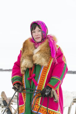 Woman indigenous person of Siberia clipart