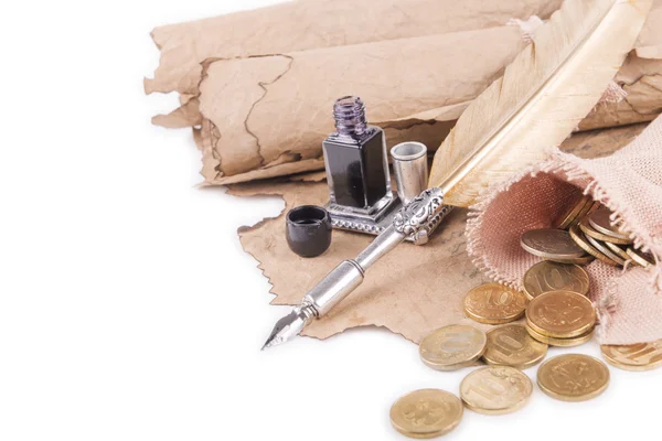 sikke, kalem ve beyaz zemin üzerine eski el yazmaları