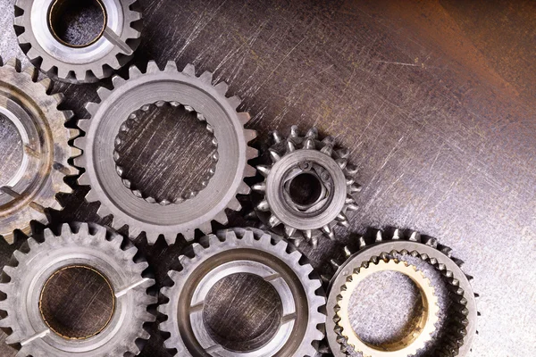 Gears on metal background — Stock Photo, Image