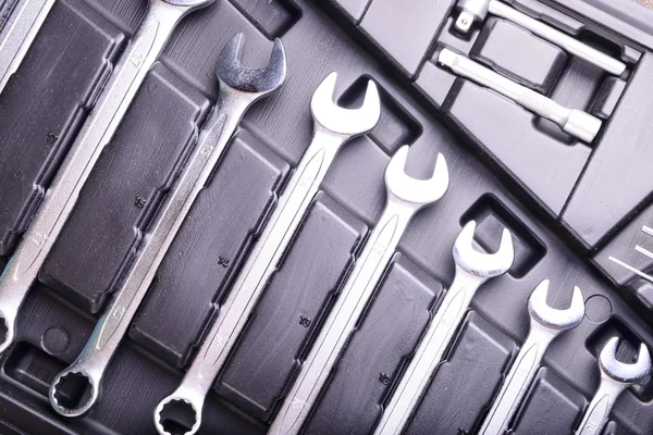 Skiftnycklar i verktygslådan — Stockfoto
