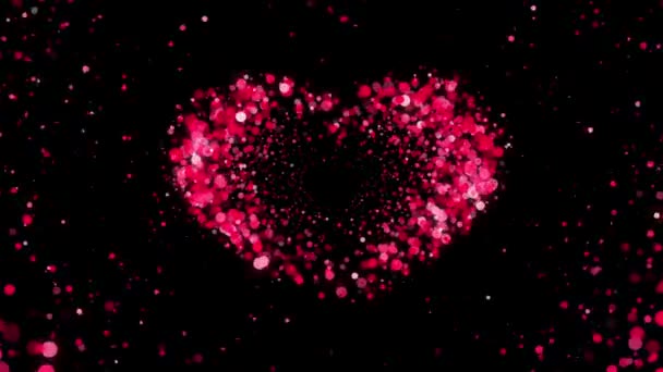 Forme de coeur faite de particules roses battant. Belle animation 3D en boucle. HD 1080 .