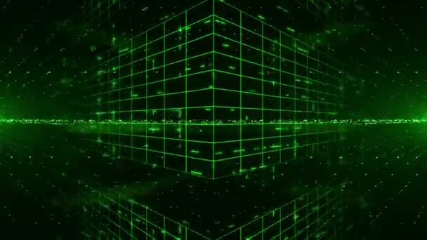 Abstract digital background with green laser rays. Light Show. HD 1080. Loopable 3d animation. — Stock Video