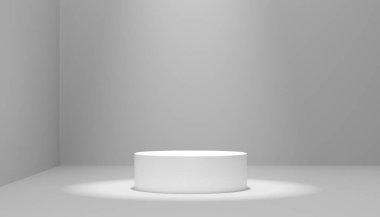 Spot ışıklarıyla Emty Room 'da soyut boş podyum - 3D Görüntü