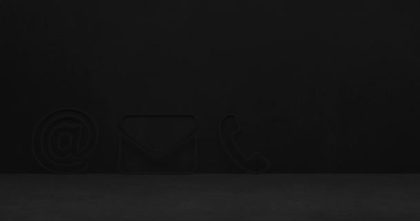 Абстрактні Значки Контакту Неонове Світло Альфа Маскою Рендеринг — стокове відео