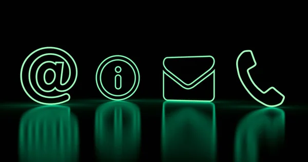 Abstract Contact Icon Neon Light Front Background Illustration — Stock Photo, Image
