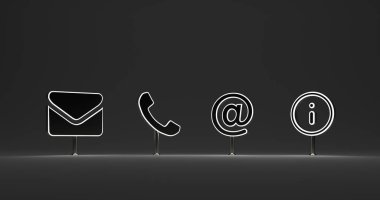 Arkaplandaki neon ışığı olarak soyut bağlantı simgesi - 3B Görüntü