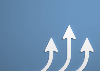 Arkaplanda oklar olan soyut iş simgesi - 3B İllüstrasyon