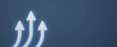 Arkaplanda oklar olan soyut iş simgesi - 3B İllüstrasyon