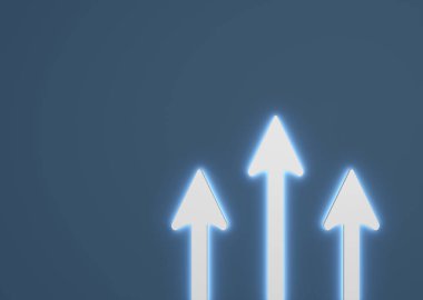 Arkaplanda oklar olan soyut iş simgesi - 3B İllüstrasyon