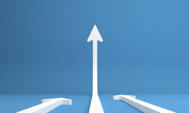 Arkaplanda oklar olan soyut iş simgesi - 3B İllüstrasyon