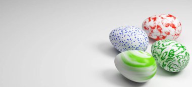 Arkaplanının önünde soyut renkli Paskalya yumurtası - 3D Görüntü