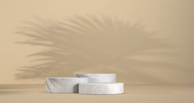 arkaplanının önünde yaprak gölgesi olan sunum aşaması olarak soyut şablon - 3B İllüstrasyon