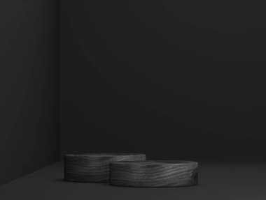 Arkaplandaki sunum sahnesi olarak soyut ahşap şablon - 3B Görüntü