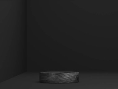 Arkaplandaki sunum sahnesi olarak soyut ahşap şablon - 3B Görüntü