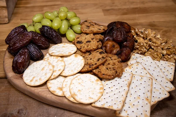 Une Sélection Biscuits Fromage Hiver Noix Raisins — Photo