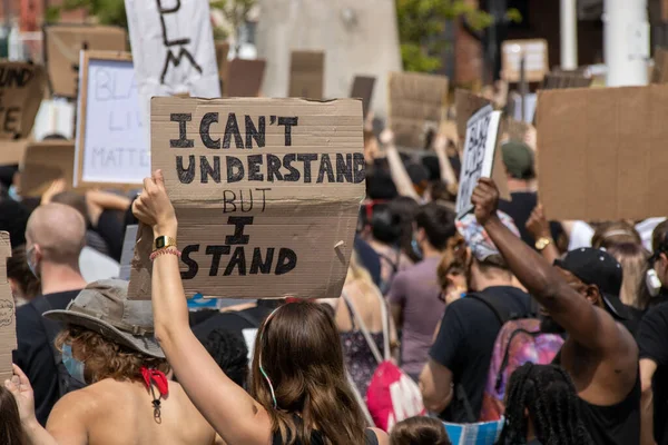 Leeds Großbritannien Juni 2020 Schwarze Leben Zählen Demonstranten Stadtzentrum Von — Stockfoto