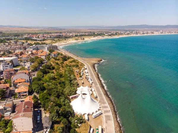 Aerial Photo Beautiful Town Nessebar Located Sunny Beach Area Bulgaria — Stock Photo, Image