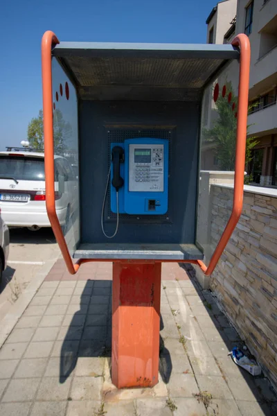 Obzor Βουλγαρία Αυγούστου 2019 Τηλεφωνική Θυρίδα Στο Δρόμο Της Πόλης — Φωτογραφία Αρχείου