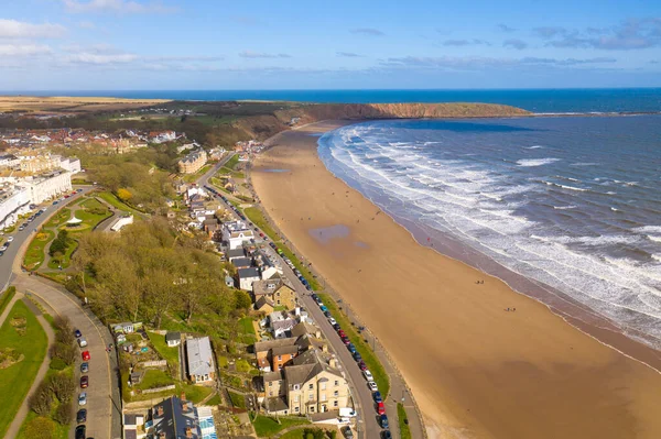 Luchtfoto Van Britse Badplaats Filey Kustplaats Aan Zee Ligt East — Stockfoto