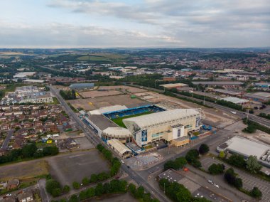 Leeds UK 11 Temmuz 2019: Elland Road Futbol Kulübü 'nün hava fotoğrafı Leeds West Yorkshire' da çekildi