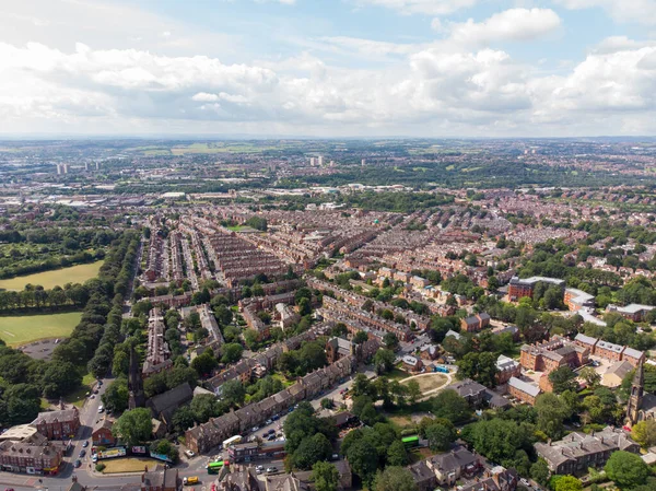 Foto Aérea Sobre Área Leeds Conocida Como Headingley West Yorkshire — Foto de Stock