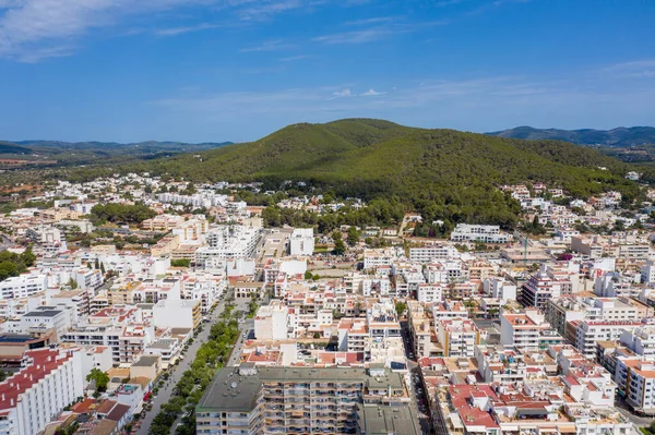 Foto Aérea Hermosa Isla Ibiza España Que Muestra Centro Ciudad — Foto de Stock