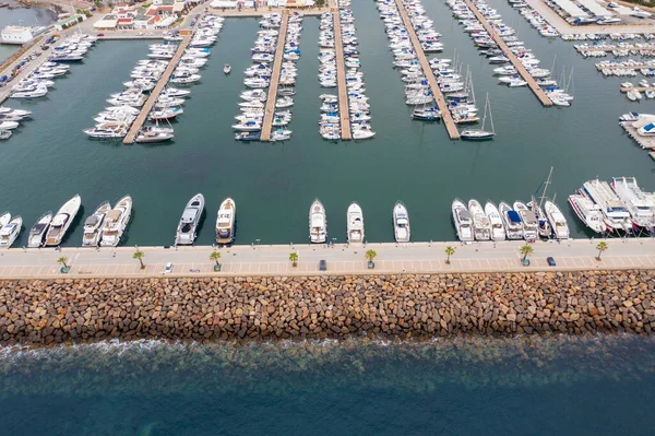 Luchtfoto Van Het Prachtige Eiland Ibiza Spanje Met Vaarhaven Met — Stockfoto