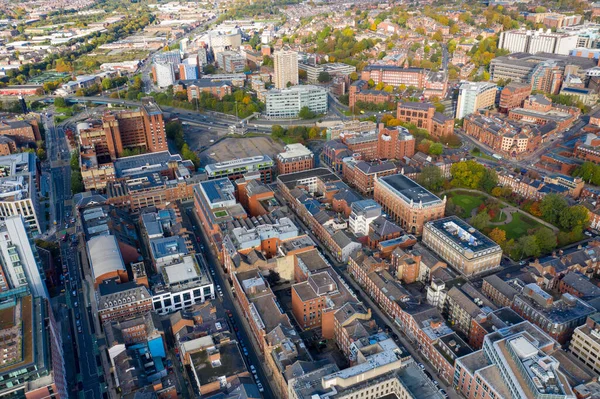 Zdjęcie Lotnicze Wykonane Nad Centrum Leeds Town Centre West Yorkshire — Zdjęcie stockowe