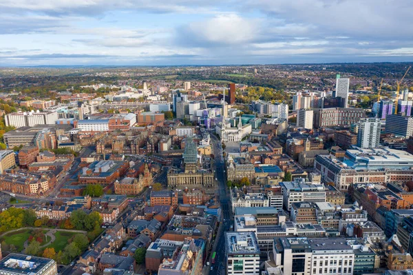 Luftaufnahme Des Stadtzentrums Von Leeds Großbritannien Die Die Leeds Town — Stockfoto
