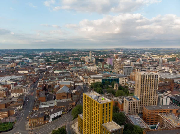 Zdjęcie Lotnicze Centrum Leeds Wykonane Wschodniej Stronie Miasta Pokazujące Wysokie — Zdjęcie stockowe