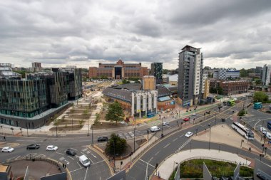 Leeds Center 18 Temmuz 2019: Leeds Şehir Merkezi 'ndeki Leeds Tiyatrosu' nda inşaat çalışmaları yapılıyor..