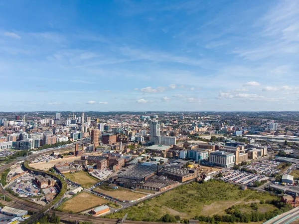 Zdjęcie Lotnicze Brytyjskiego Miasta Leeds West Yorkshire Pokazujące Centrum Leeds — Zdjęcie stockowe