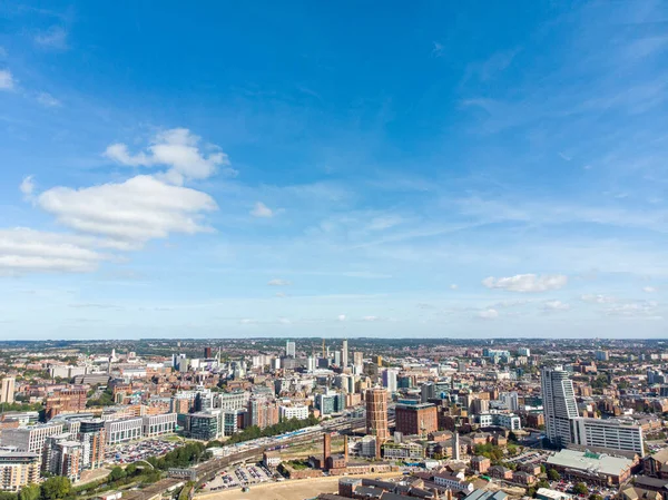 Zdjęcie Lotnicze Brytyjskiego Miasta Leeds West Yorkshire Pokazujące Centrum Leeds — Zdjęcie stockowe