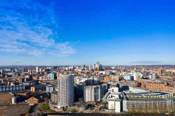 Luftaufnahme Des Stadtzentrums Von Leeds Aufgenommen Aus Der Gegend Die — Stockfoto