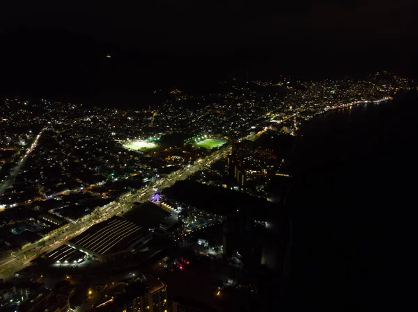 Foto Aérea Nocturna Hermosa Ciudad Puerto Vallarta México Ciudad Está — Foto de Stock