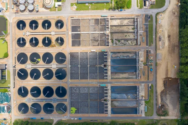Foto Aérea Complejo Reciclaje Aguas Residuales Ubicado Ciudad Milton Keynes — Foto de Stock