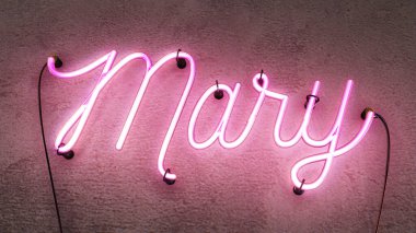 Parlak pembe neon tabelasında James yazıyor.,