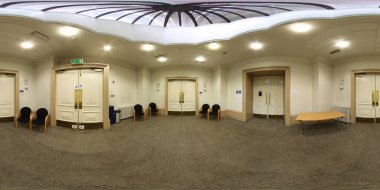 360 Degree panoramic sphere photo showing the interior of the historic Leeds Town Hall clipart