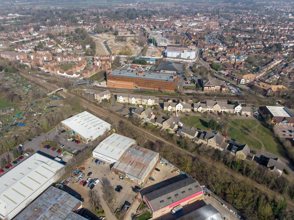 イギリスのウッキンガムの町の空中写真 ウッキンガム Wokingham イギリスのバークシャーにある歴史ある町 — ストック写真