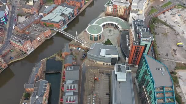 Imágenes Aéreas Zona Centro Ciudad Leeds Conocida Como Brewery Wharf — Vídeos de Stock