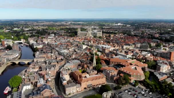 Letecké Záběry Města York Nachází Severovýchodní Anglii Byl Založen Starověkými — Stock video