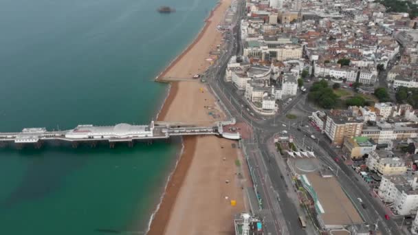 Flygbilder Den Berömda Brighton Pier Och Havet Ligger Södra Kusten — Stockvideo